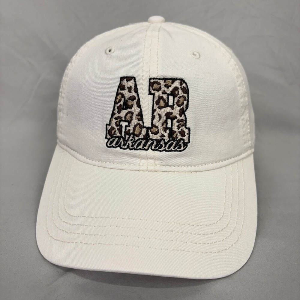 Home Free Arkansas Hat Leopard AR OS White Baseball Cap Adjustable 1836